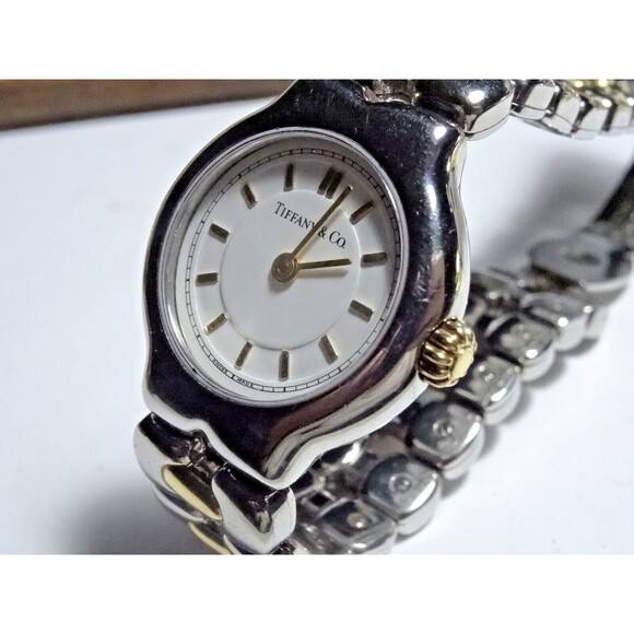 24mm Ladies Tiffany & Co. Tesoro L0112 18K Gold and Stainless Steel Quartz Watch - Picture 4 of 14